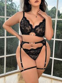 5pcs/Set Plus Size Sexy Lace Underwear Set