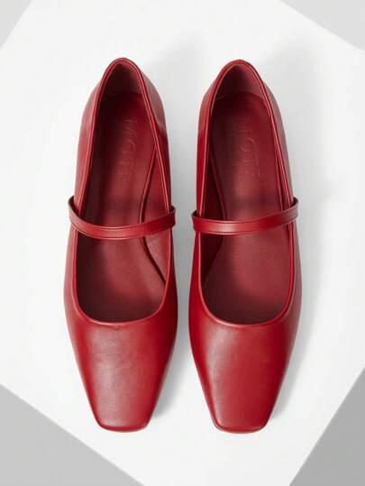 MOTF PREMIUM BAILARINAS CÓMODAS, SENCILLAS Y VERSÁTILES CON PUNTA CUADRADA TIPO MARY JANE PARA MUJER