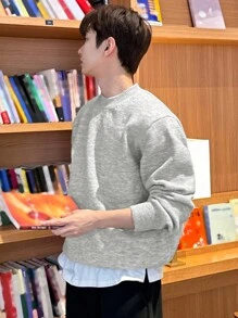 DAZY 男士灰色圓領休閒長袖毛衣，秋季