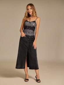 SHEINNeu Galaxy Print Cami Top For Summer,Women Tank Tops,Summer Women Dresses - Multicolor - View 4