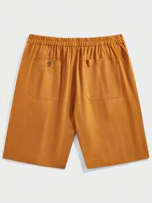 Manfinity VCAY Men's Woven Casual Shorts, Mid-Waist, Elastic Waistband, Straight Cut, Suitable For Daily Wear In Summer - Brown - View 4