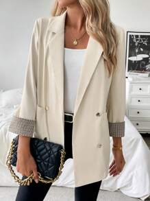 Franclia 法式格紋袖口修飾修身商務及休閒夏季西裝外套