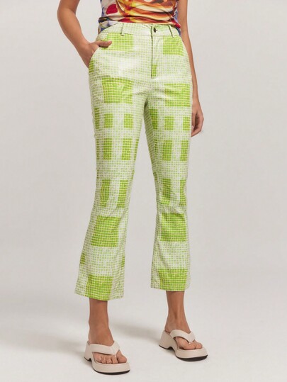 SHEINNeu Pantalones de mujer con estampado para el otoño, ropa de otoño, jeans largos, pantalones a rayas, cintura baja, pantalones de cintura alta, jeans