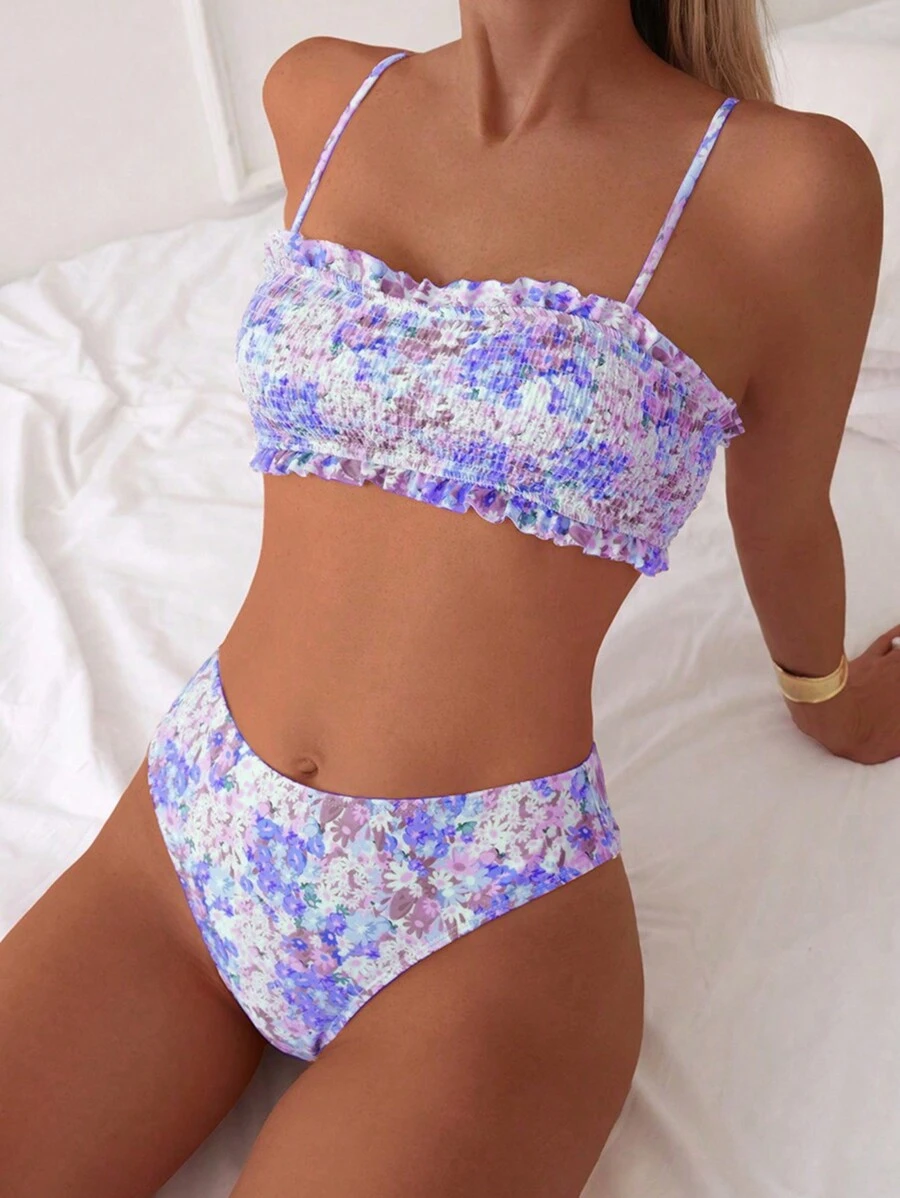 Swim Mod Women's Printed Simple Everyday Bikini Set Summer Beach - Multicolor - View 1