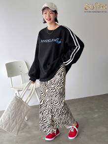 Harry Potter X Friful Women's Loose Round Neck Printed Sweatshirt - Black - View 2