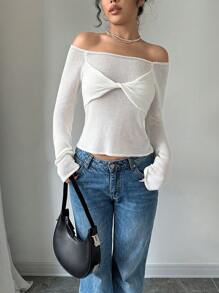 Lunelith SHEIN Lunessa Seksowny sweter damski z odkrytymi ramionami