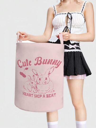 Kawaii Cartoon Rabbit Design Foldable Storage Box With Large Capacity