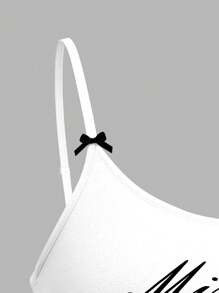 SHEIN MOD Women's Fashionable Letter Printed Slim Fit Bowknot Summer Cami Top