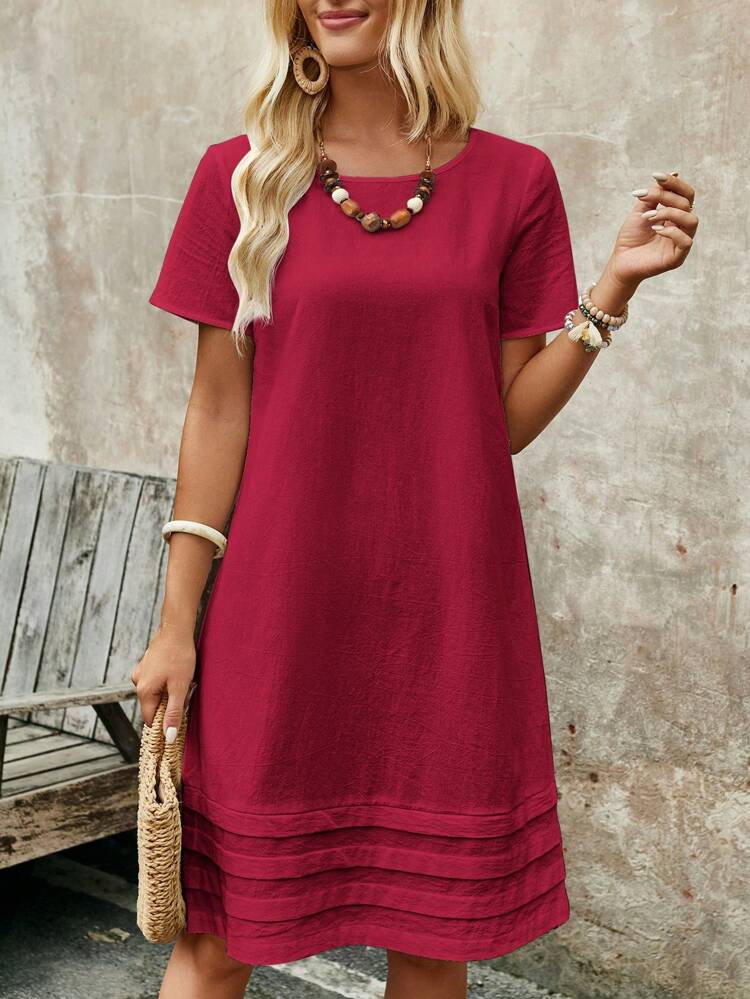 Women's Solid Color Simple Daily Short Sleeve Dress