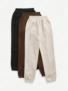 Easithlete 3 pezzi di Pantaloni sportivi a vita elastica solidi