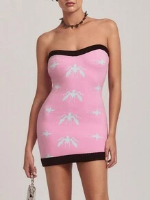 SHEINNeu Váy Bodycon dệt kim dành cho nữ, In màu côn trùng & nhện, Váy midi quây gợi cảm, Váy mùa thu/Homecoming/Halloween - Nhiều màu - Xem 5