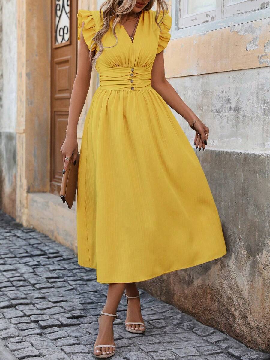 SHEIN Clasi Enkel och enkel vardagsklänning med V-ringad Maxi Damoutfit