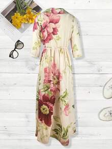 Random Print Simple Daily Wear Women Long Dress - Multicolor - View 2