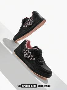 JNSQ 1 Paar outdoor Mode vielseitig lässige weiche Sohle rutschfeste schwarz bestickte bequeme Kinder Sportschuhe, für die Schulanfang - Verschiedenfarbig - Übersicht 1