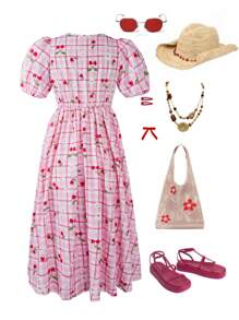 Tween Girls' Ditsy Floral Short Sleeve Dress, Perfect For Vacation, Picnic, And Play