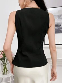 Modelyn Solid Asymmetrical Hem Blouse