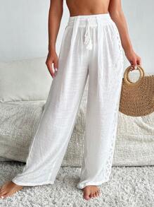 SHEIN Swim Women's Plain And Simple Daily Cover Shirt Summer - White - View 4