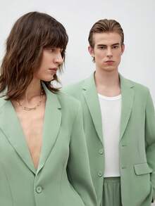 Manfinity INSISELF 2入組男款寬鬆長袖編織休閒套裝，適用於春秋季節 - 薄荷綠 - 查看 5