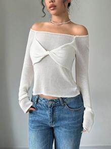 Lunelith SHEIN Lunessa Seksowny sweter damski z odkrytymi ramionami