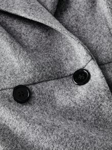 Flirla Plus Lapel Neck Fold Pleated Overcoat - Grey - View 4