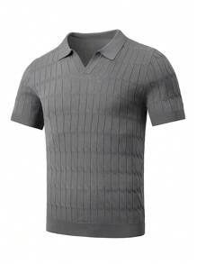 Manfinity Homme Camiseta de punto para hombre de manga corta, simple y llana, para uso diario