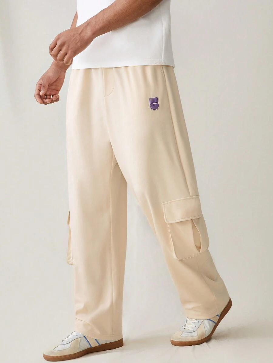 Manfinity VCAY Knitted Men's Fashionable Straight Leg Elastic Waist Daily Casual Pants - Light Grey - View 1