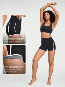 GLOWMODE 2,5" FeatherFit™ opvouwbare short met ultralage tailleband en contrasterende strepen Low Impact Yoga Daily