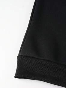 Manfinity Homme Áo hoodie lót nhiệt in hình cánh chim rộng rãi cho nam khi trở lại trường có khóa kéo và dây rút, không bao gồm áo phông, chữ cái, tay dài, áo hoodie có khóa kéo, đi chơi - màu đen - Xem 4