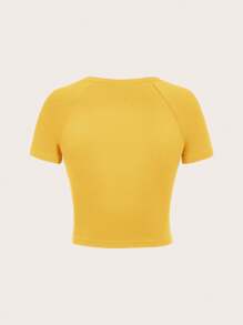 Muchica Gelbes Damen T-Shirt mit aufgedruckter Nummer - Gelb - Übersicht 2