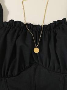 SHEIN Teen Girls' Simple Ruched Short Sleeve Top And Shorts Set - Multicolor - View 3