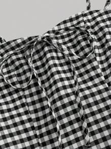 SHEIN MOD Women's Blue And White Gingham Dress, Perfect For Picnics, Vacation, Beach, Countryside And Spring Break - Black and White - View 3