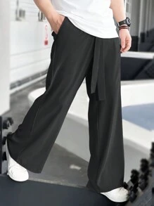 Manfinity Homme 男士纯色系带阔腿裤，秋季