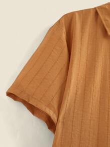 THE HAPPY LOOK Teen Boys' Plain Orange Short Sleeve Casual Shirt For Spring & Summer - Brown - View 3