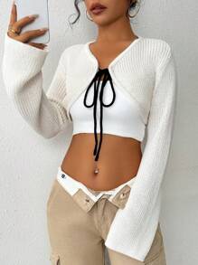 SHEIN Unity Ladies' Plain And Simple Everyday Long Sleeve Cardigan Fall Cloth For Women - White - View 1