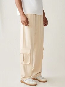 Manfinity VCAY Knitted Men's Fashionable Straight Leg Elastic Waist Daily Casual Pants - Light Grey - View 6