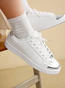 CUCCOO EASI Women's Fashionable, Versatile, Refreshing & Comfortable Silver Sports Skate Shoes Vacation Shoes Summer Sports Shoes Casual Shoes Trainers