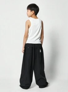 SUMWON Tween Boys Tank With Nylon Jogger Pant 2 Piece Set - Black - View 2