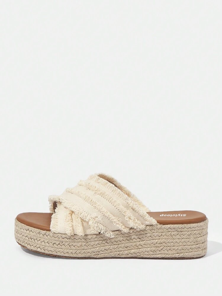 Women's Casual Flat Sandals With Fuzzy Trim
