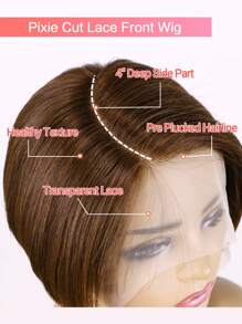 Chocolate Brown Bob Wig Pixie Cut Human Hair Straight Brazilian Virgin Lace Front Wigs For Women T Part #4 Brown Colored Short Bob Wig Natural Hairline - S4 - View 7