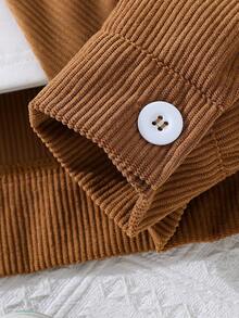 Teen Girl Teenagers Corduroy Fur Collar Casual Workwear Jacket