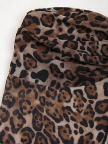 EgrlEra Leopard Print Bandeau Top With Slit, Belly-Baring Y2K Outfit  - Multicolor - View 4