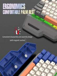 7KEYS 104鍵遊戲鍵盤，含金屬外殼手扶、多媒體音量旋鈕、手機架和多色燈光(藍色、灰色、白色)，有線薄膜鍵盤，USB接口，適用於Windows、桌上型電腦、筆記本電腦、商務、辦公室和遊戲 - K90微光 - 查看 8