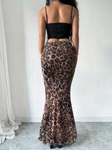 Chiquease Women's Leopard Print Mermaid Hem Skirt - Multicolor - View 2