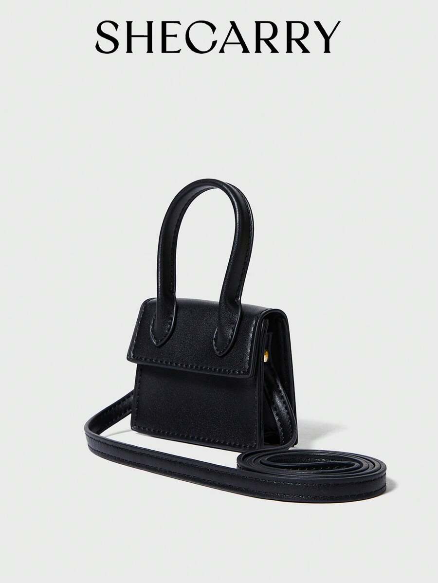 Mini Flap Satchel Bag - Black - View 1