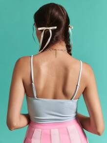 SHEINNeu Top para el 4 de julio para mujer, tops adorables, traje de baño del 4 de julio, azul claro, top sin mangas, lindo, encantador, lazos, azul bebé