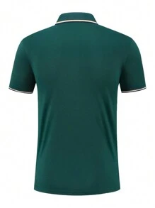 Manfinity Dauomo Camiseta polo diaria sencilla de unicolor para hombre