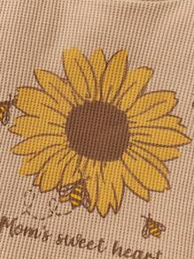 Cozy Pixies 嬰兒女童針織質地花紋短袖圓領T恤上衣