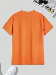 Manfinity Homme 男士加大码夏季常规信仰口号印花圆领短袖休闲 T 恤，适合外出