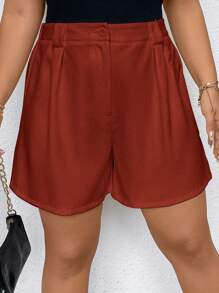 Calvaya Pantalones cortos unicolor de color para uso diario simple para mujeres de talla grande