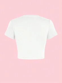 INAWLY Leopard & Letter Graphic Tee For Summer Graphic Cheetah Print Tees Women Tops - White - View 2